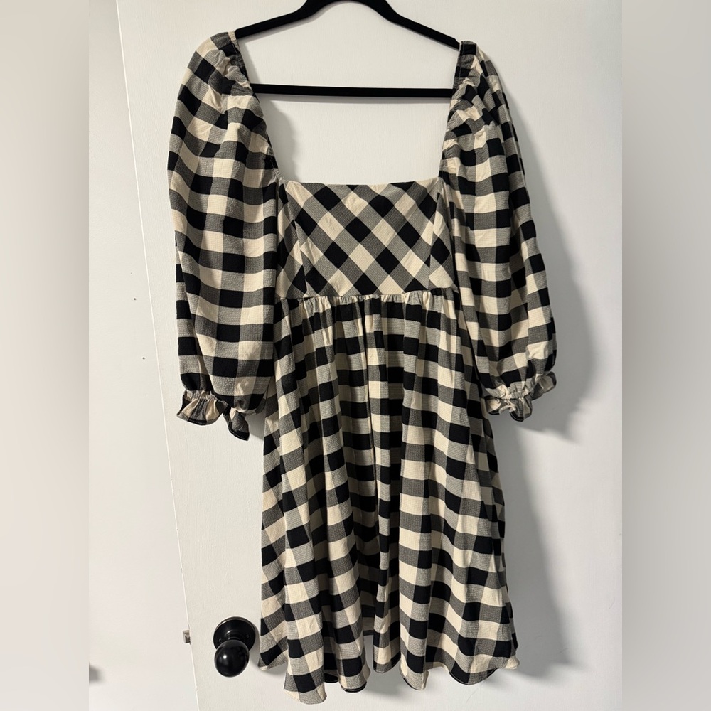 Storia Babydoll mini plaid dress